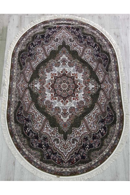 Иранский ковер Rishim 36320 Зеленый овал